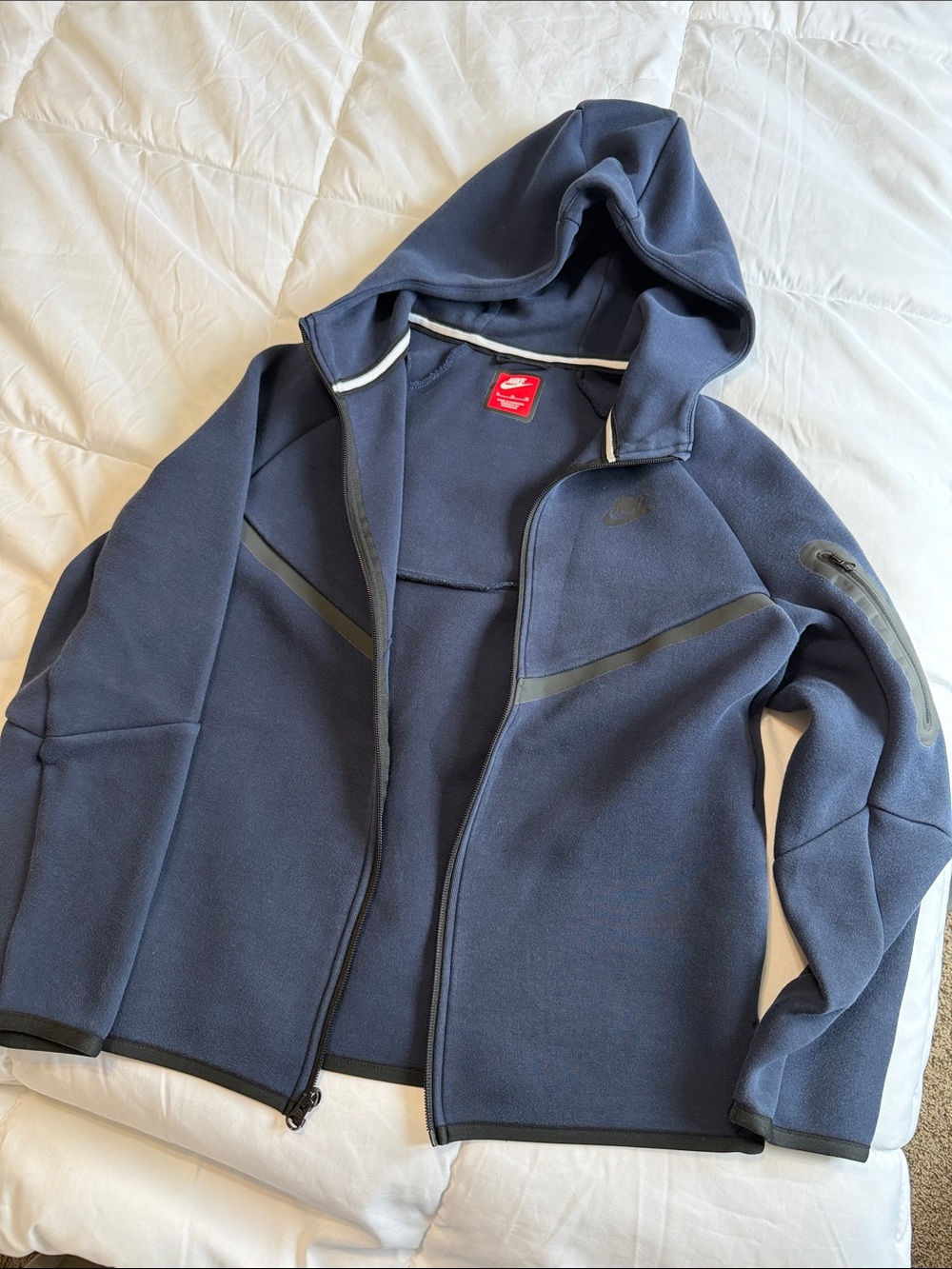 Nike tech boys Dark Blue Full-Zip Hooded Performance Jacket
